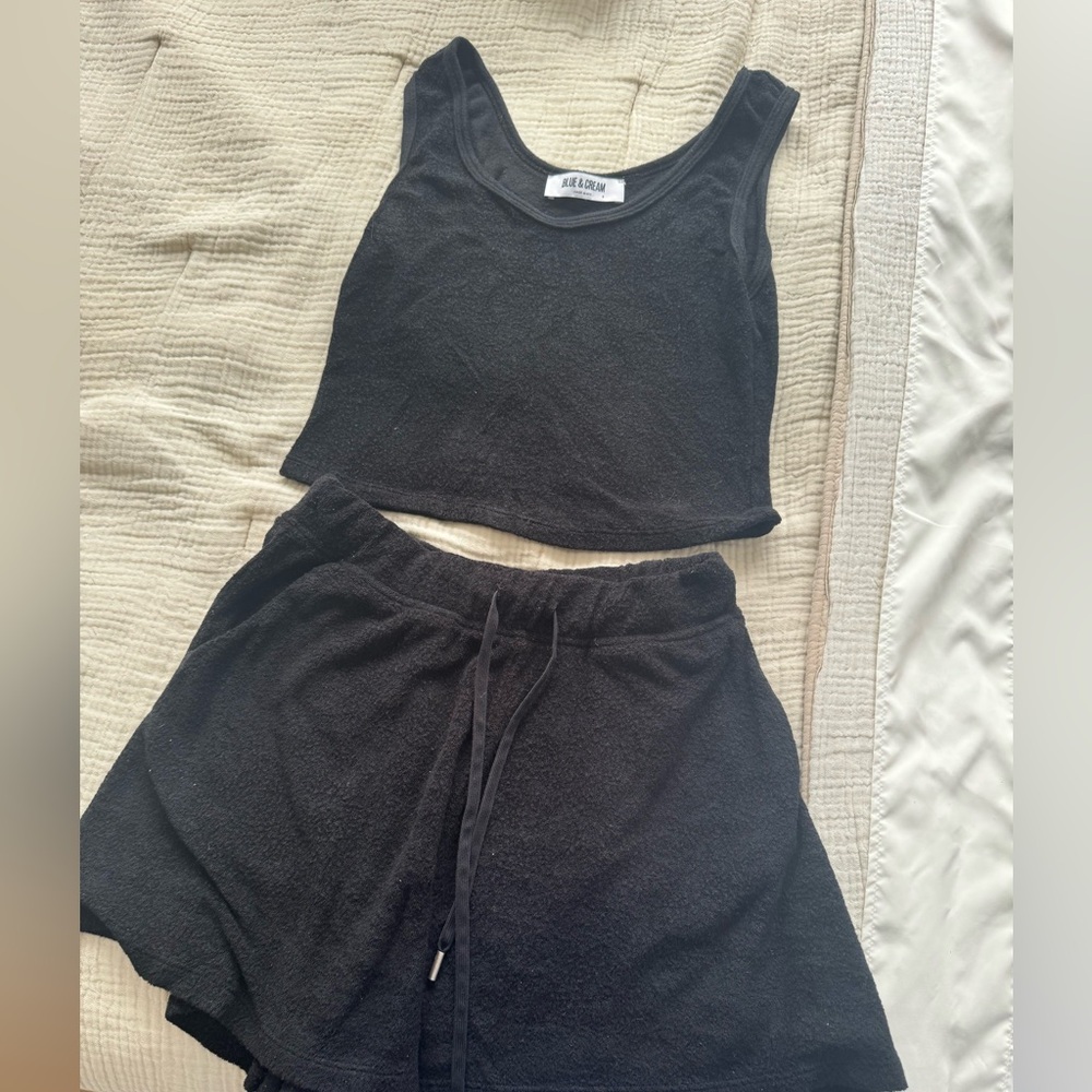 Blue & Cream black terry set size S